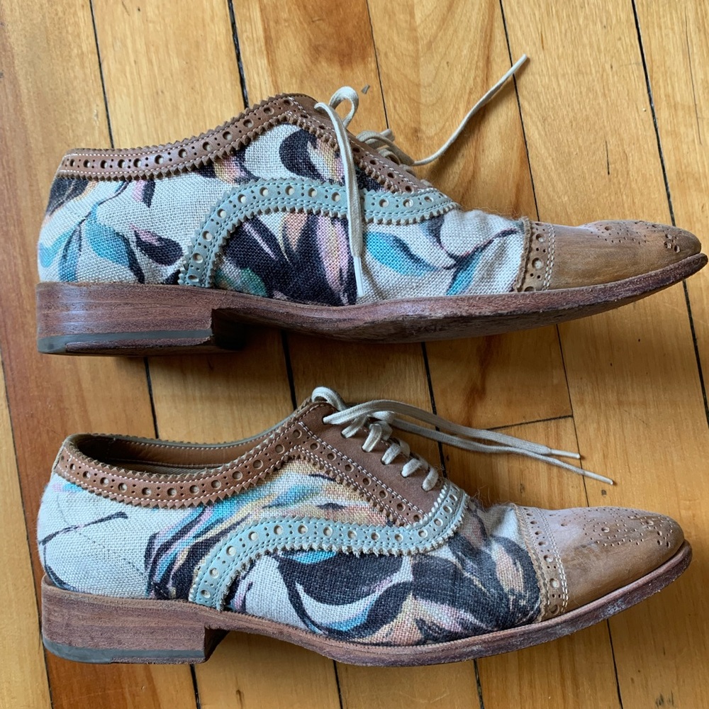John Fluevog floral brogues size 8